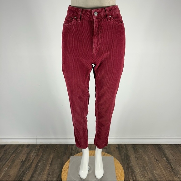 BDG Urban Outfitters Woman's High Rise Mom Red Wine Corduroy Pants Size 27 - Picture 1 of 11